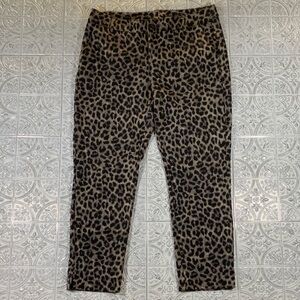 CAbi Leopard-Print Cotton Pants Brown Black Size 10